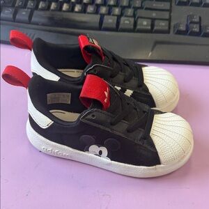 Adidas Kids Black and White Disney Mickey Mouse Sneakers 9c